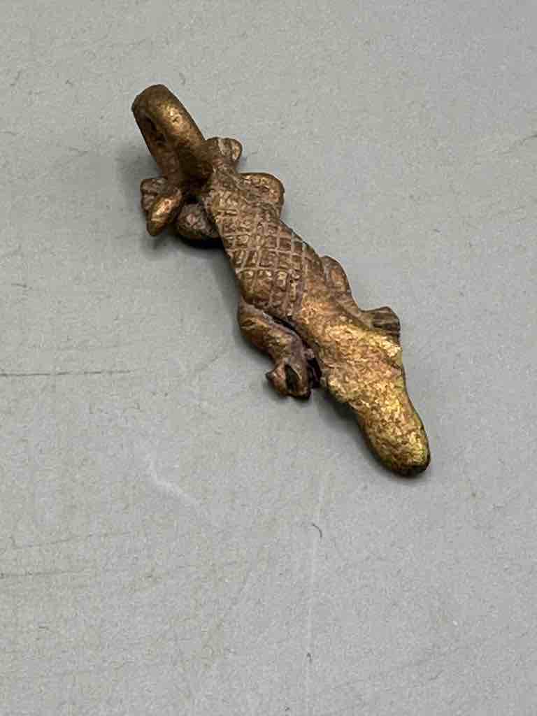 Small African Brass Crocodile Pendant - Ghana