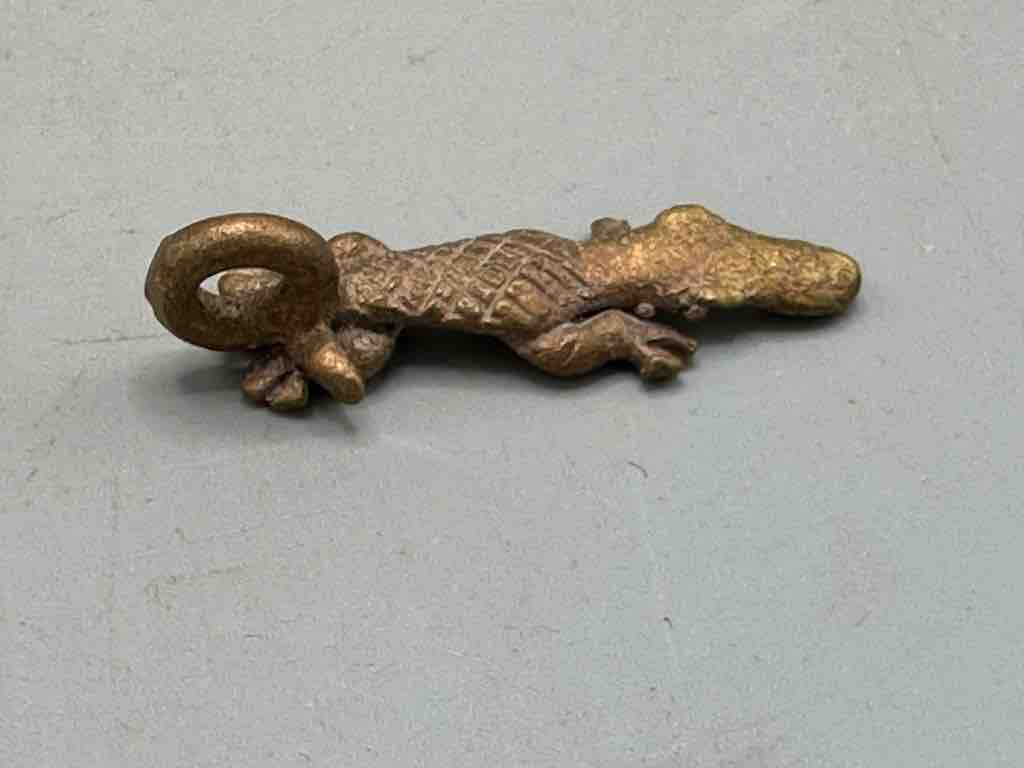 Small African Brass Crocodile Pendant - Ghana