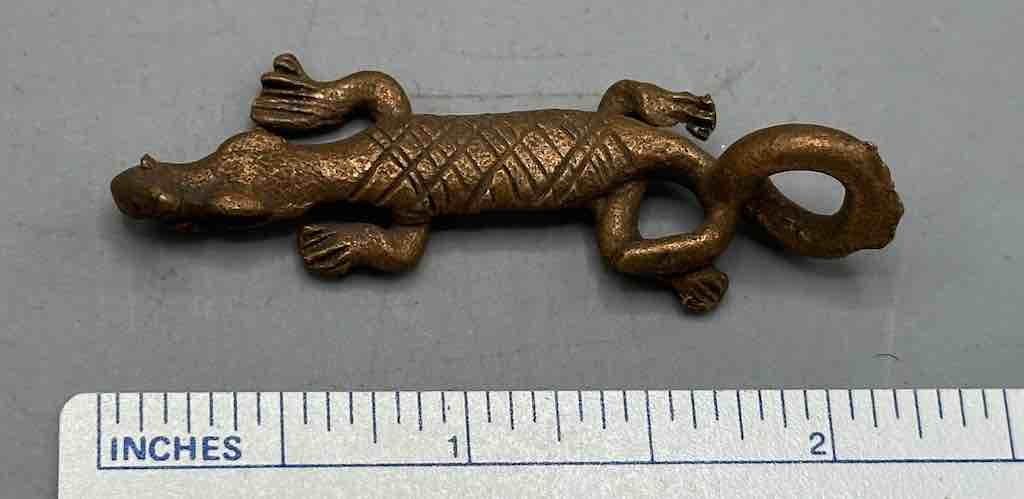 Small African Brass Crocodile Pendant - Ghana