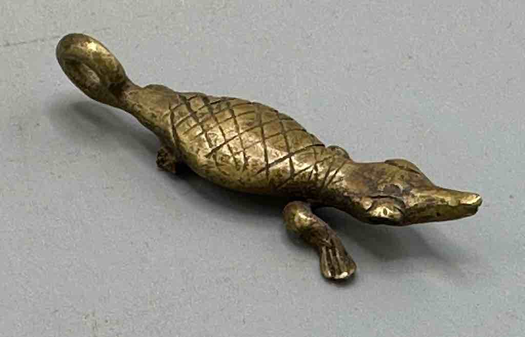 Small African Brass Crocodile Pendant - Ghana