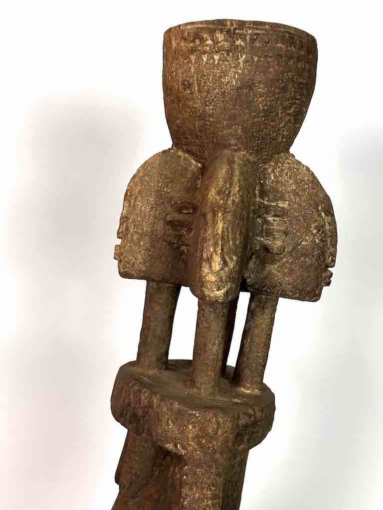 Vintage 4-Head Dogon Male Fetish Statue - Mali