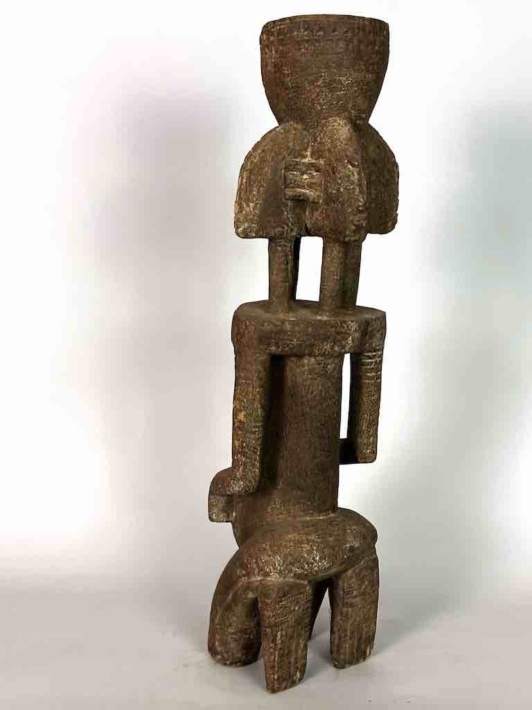 Vintage 4-Head Dogon Male Fetish Statue - Mali