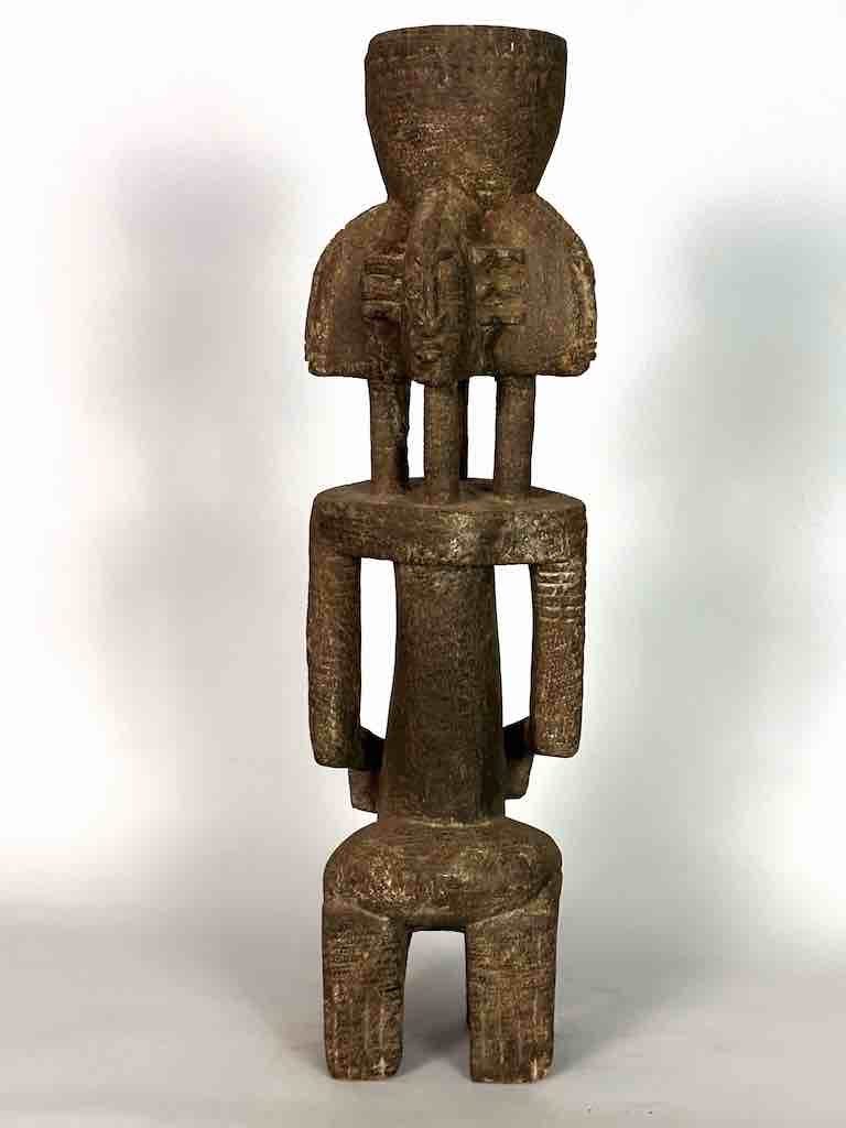 Vintage 4-Head Dogon Male Fetish Statue - Mali