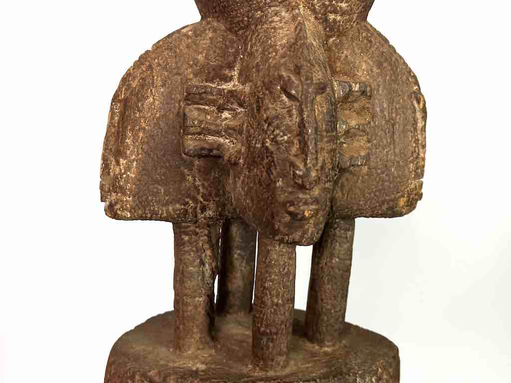 Vintage 4-Head Dogon Male Fetish Statue - Mali