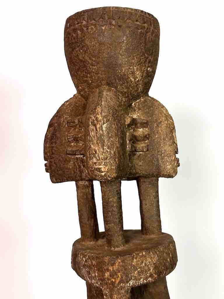 Vintage 4-Head Dogon Male Fetish Statue - Mali