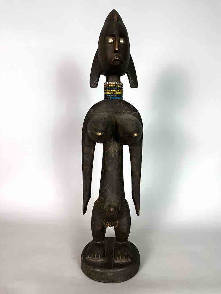 Vintage Exaggerated Breasts Bamana Female Statue - Mali