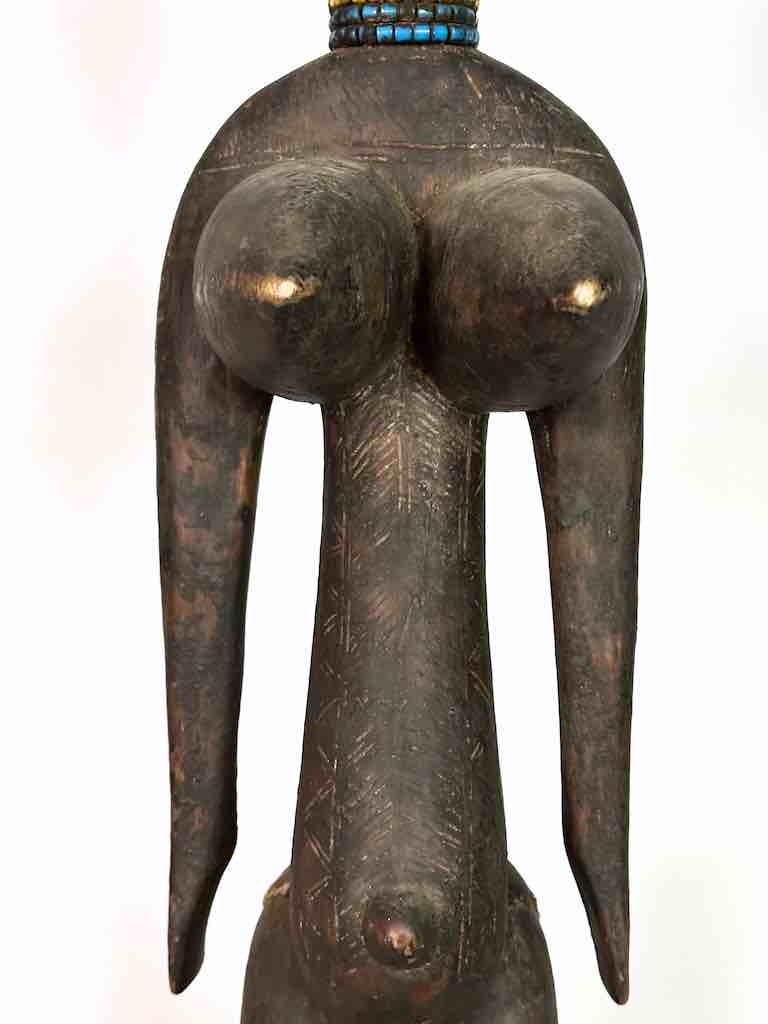 Vintage Exaggerated Breasts Bamana Female Statue - Mali