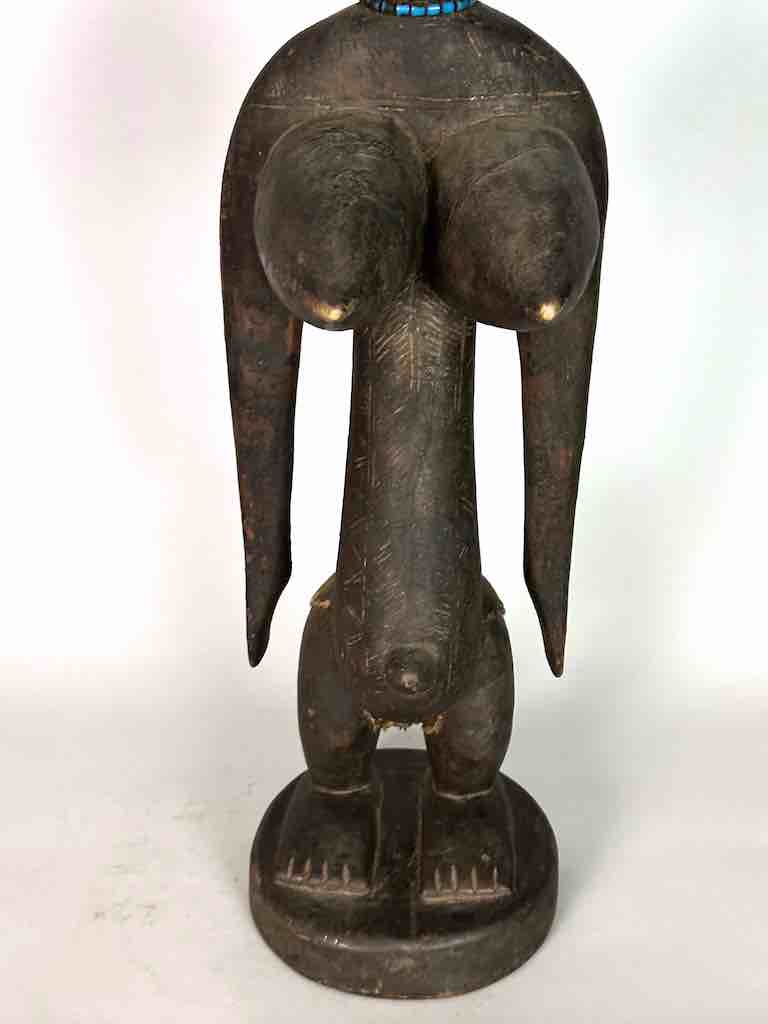 Vintage Exaggerated Breasts Bamana Female Statue - Mali