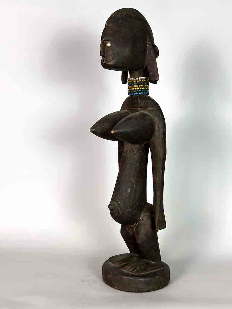 Vintage Exaggerated Breasts Bamana Female Statue - Mali