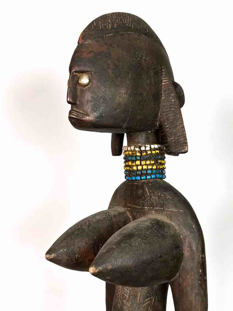 Vintage Exaggerated Breasts Bamana Female Statue - Mali