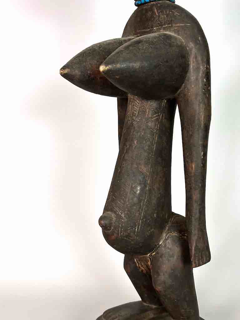 Vintage Exaggerated Breasts Bamana Female Statue - Mali