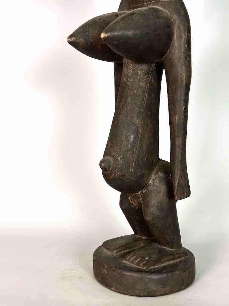 Vintage Exaggerated Breasts Bamana Female Statue - Mali