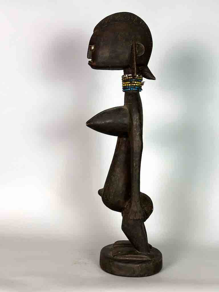 Vintage Exaggerated Breasts Bamana Female Statue - Mali