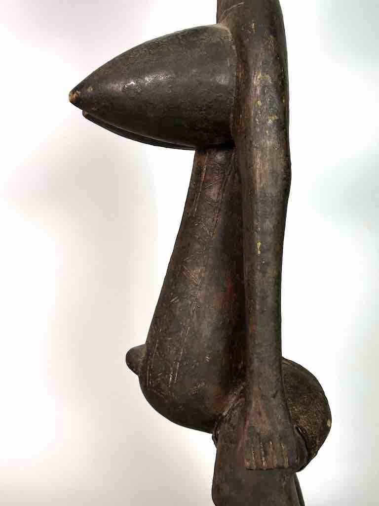 Vintage Exaggerated Breasts Bamana Female Statue - Mali