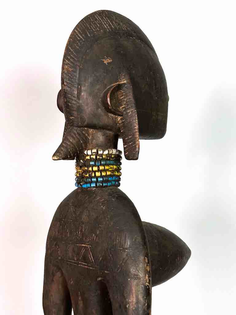 Vintage Exaggerated Breasts Bamana Female Statue - Mali