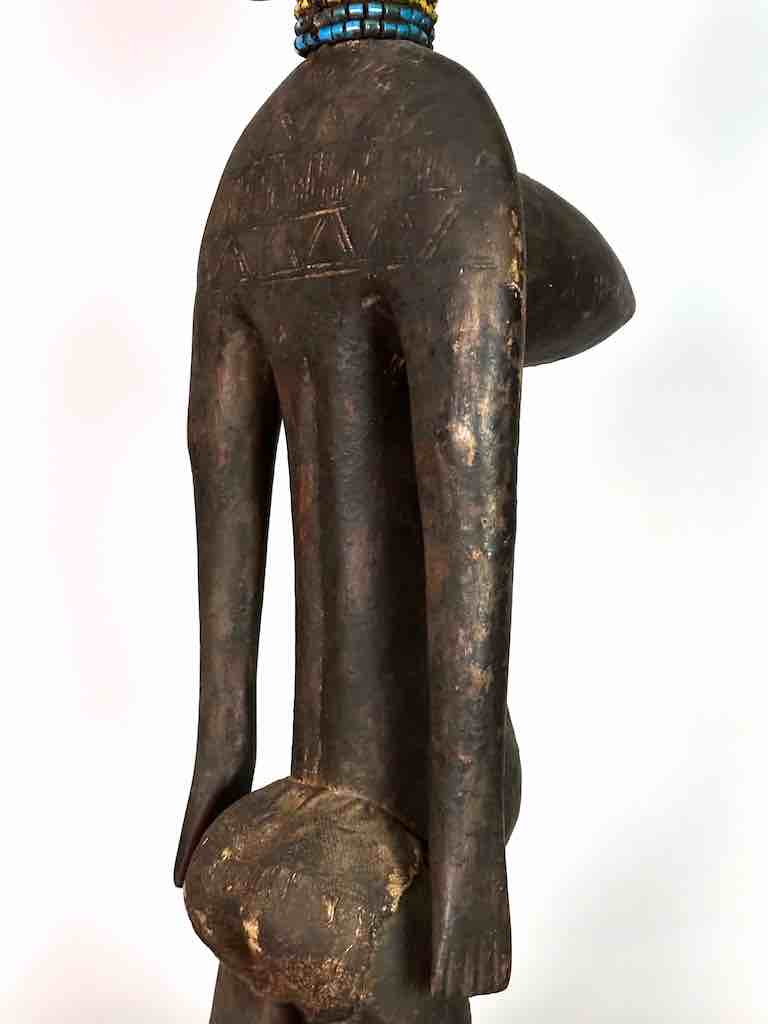 Vintage Exaggerated Breasts Bamana Female Statue - Mali