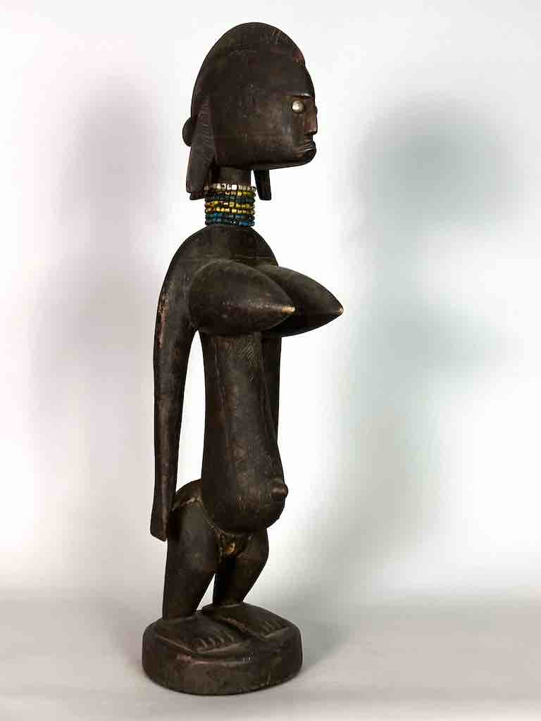 Vintage Exaggerated Breasts Bamana Female Statue - Mali