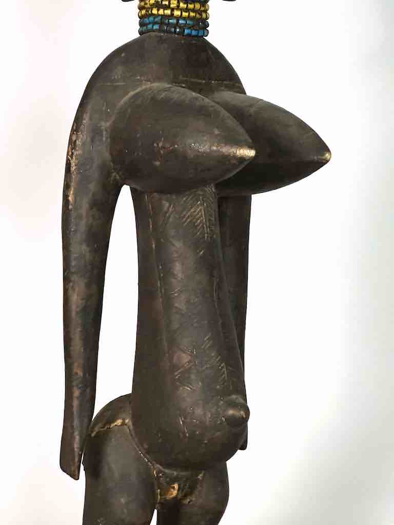 Vintage Exaggerated Breasts Bamana Female Statue - Mali