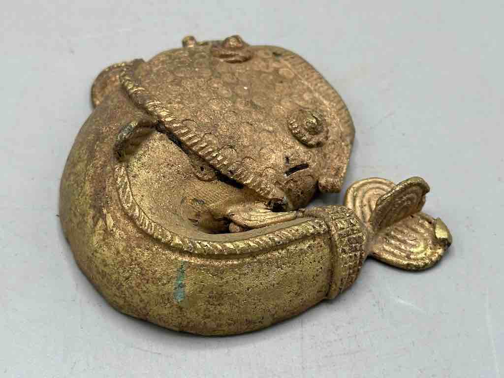 Large African Brass Mudfish Pendant - Ghana