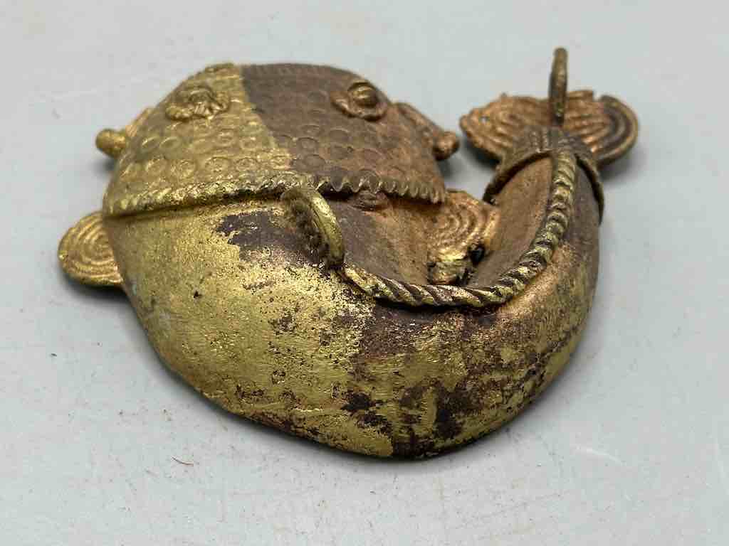 Large African Brass Mudfish Pendant - Ghana