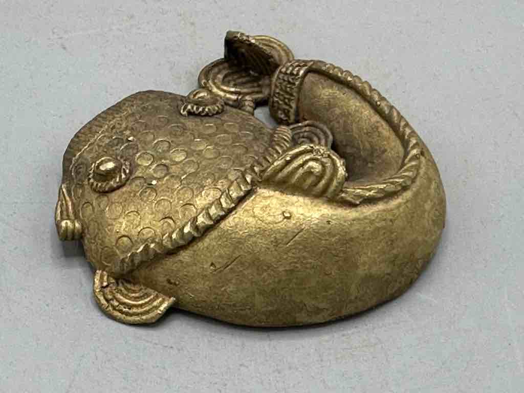 Large African Brass Mudfish Pendant - Ghana