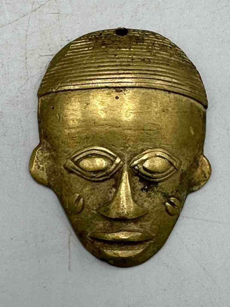 Contemporary African Brass Mask Pendant - Ivory Coast