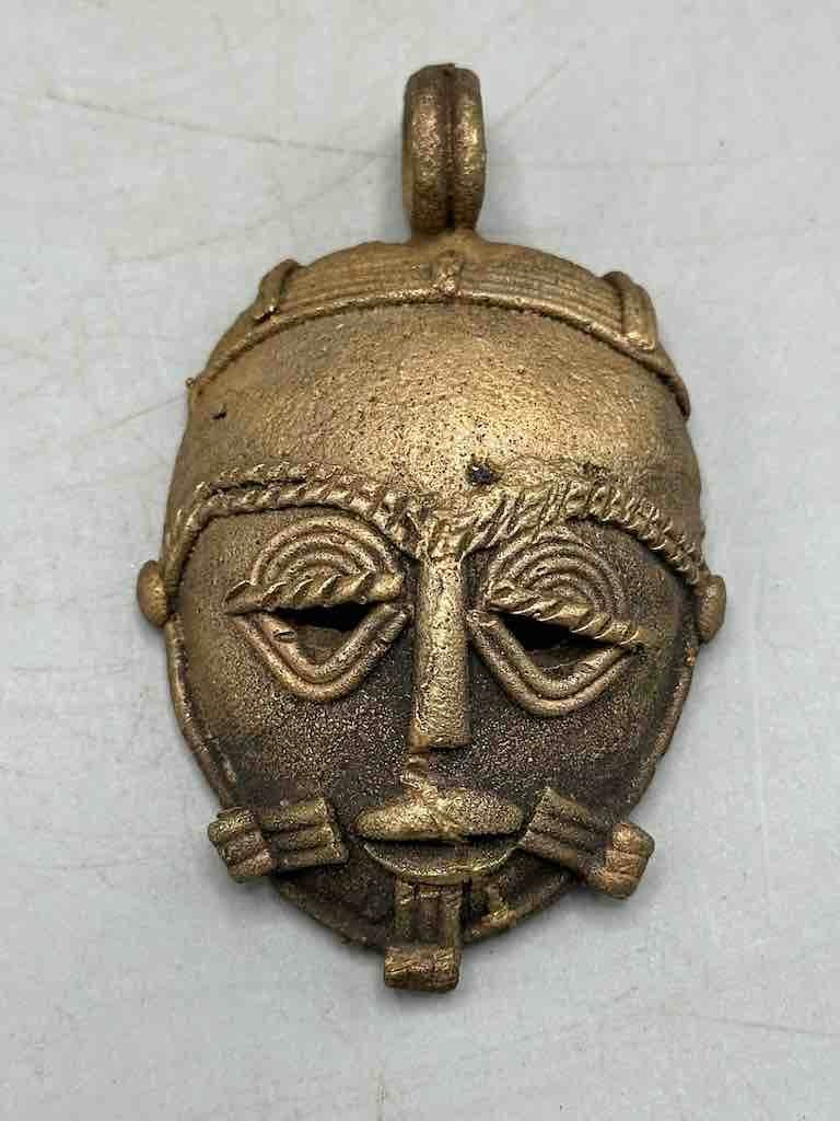 African Brass Mask Pendant - Ghana