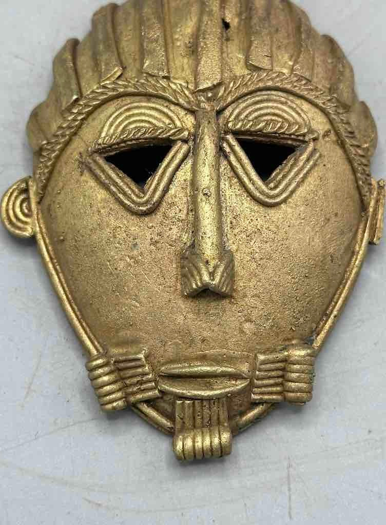 Contemporary XL African Brass Mask Pendant - Ghana