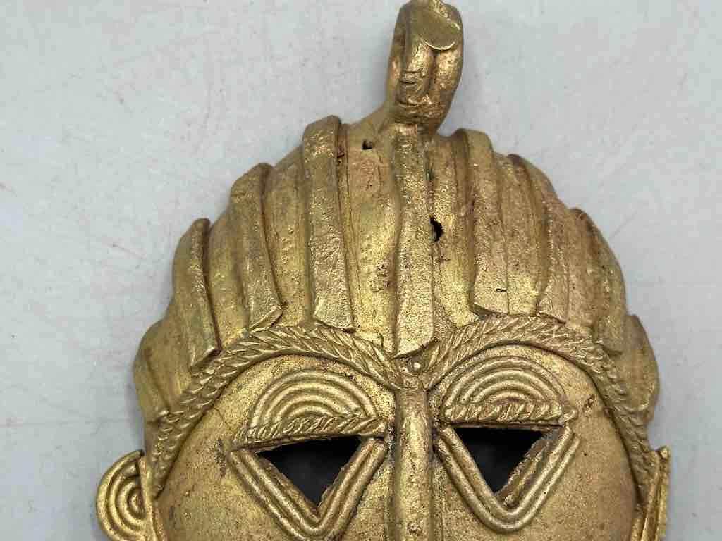 Contemporary XL African Brass Mask Pendant - Ghana