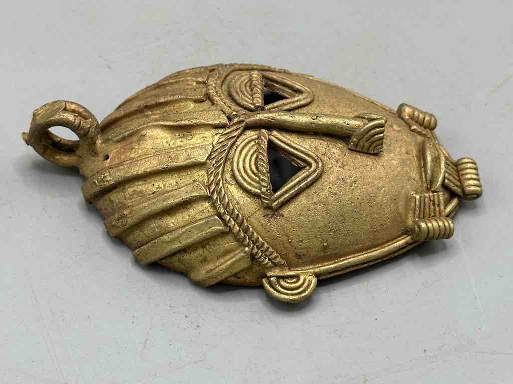 Contemporary XL African Brass Mask Pendant - Ghana