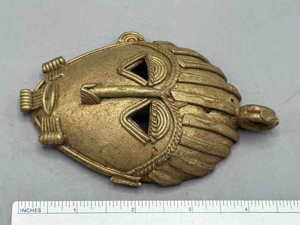 Contemporary XL African Brass Mask Pendant - Ghana