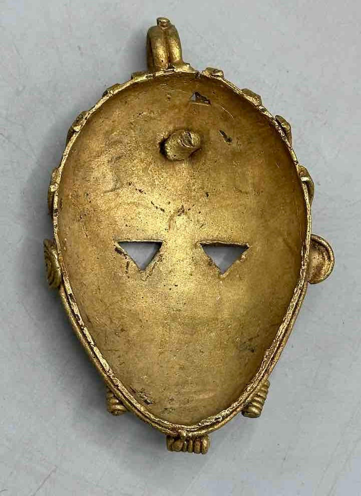 Contemporary XL African Brass Mask Pendant - Ghana