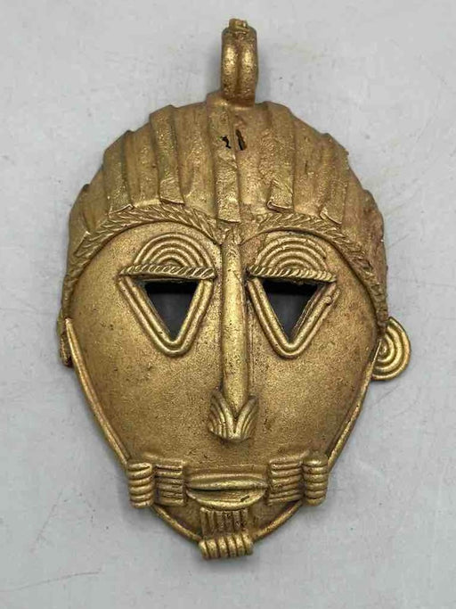 Contemporary XL African Brass Mask Pendant - Ghana