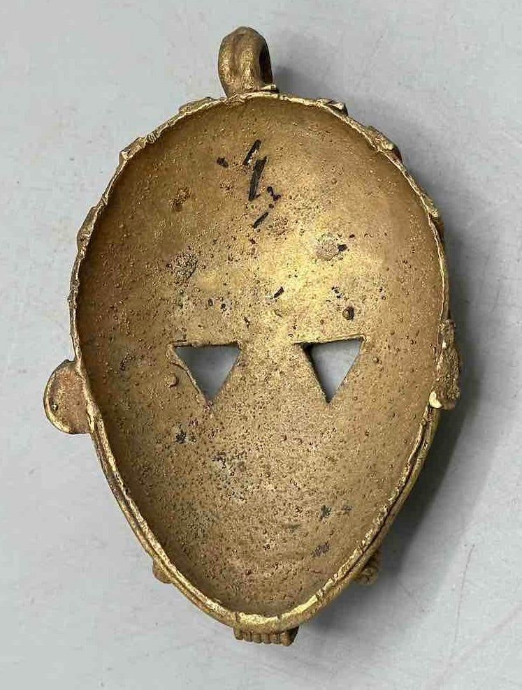 Contemporary XL African Brass Mask Pendant - Ghana