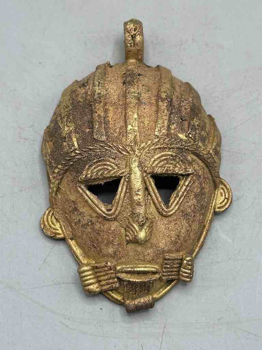 Contemporary XL African Brass Mask Pendant - Ghana