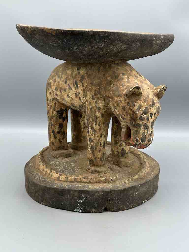 Vintage Baule Leopard Stool - Ivory Coast