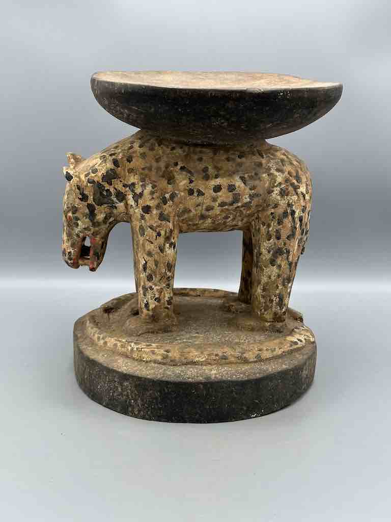 Vintage Baule Leopard Stool - Ivory Coast