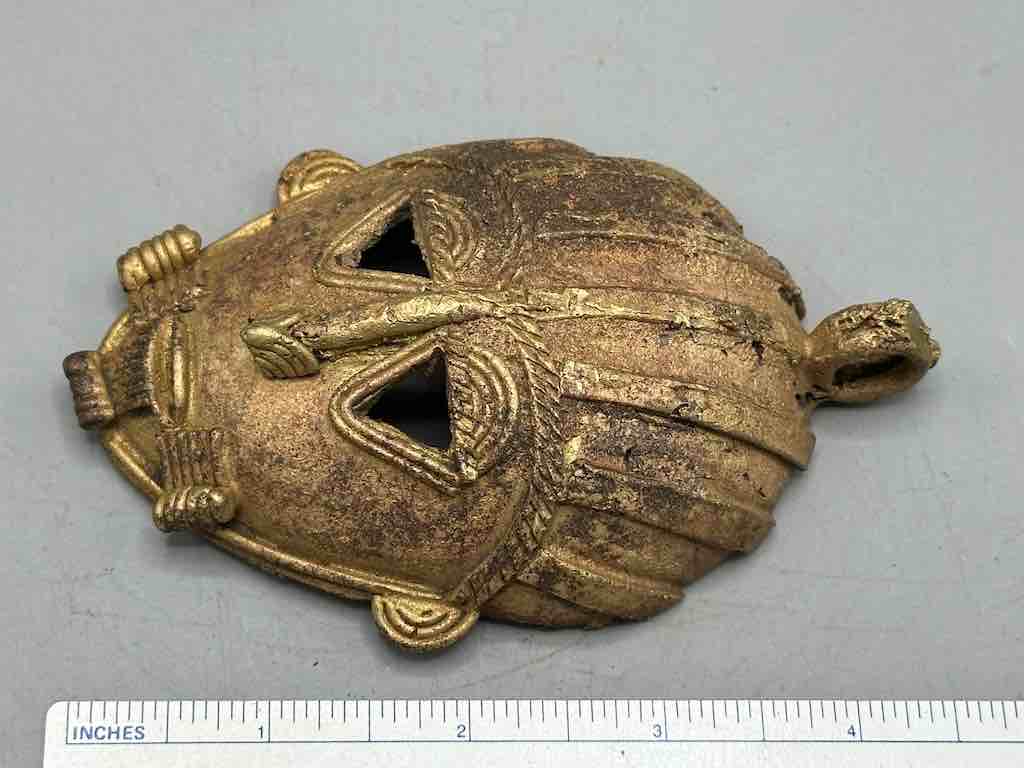 Contemporary XL African Brass Mask Pendant - Ghana