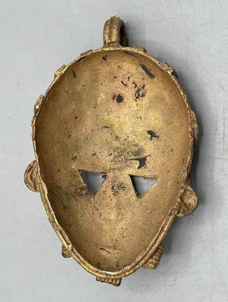 Contemporary XL African Brass Mask Pendant - Ghana