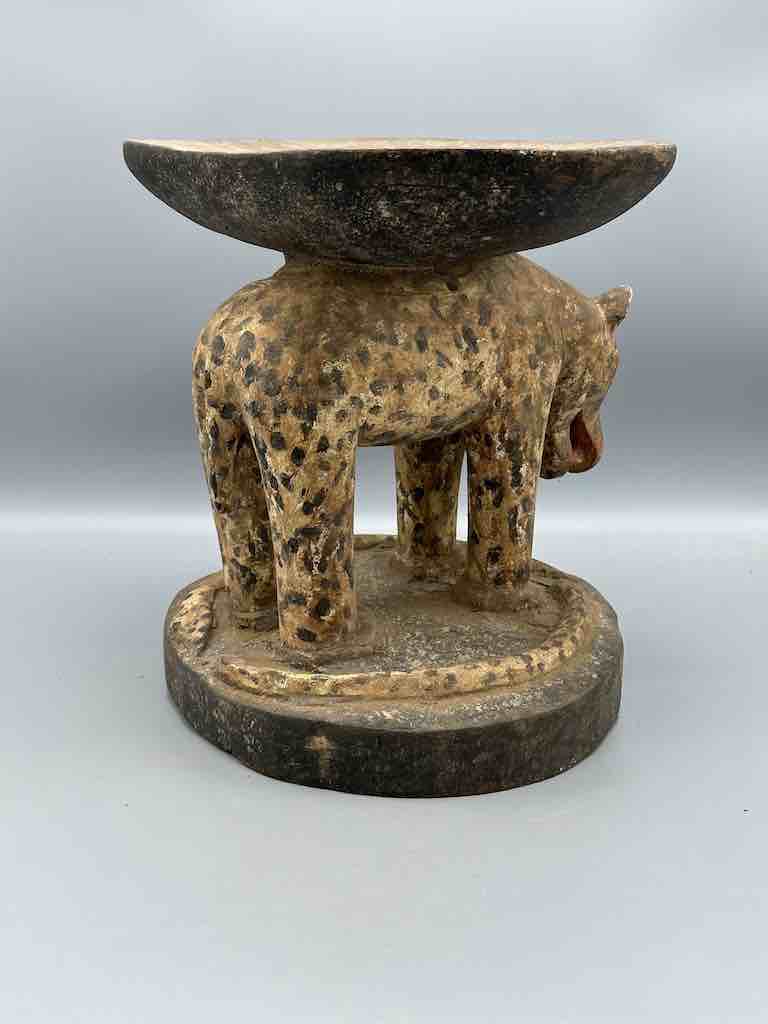 Vintage Baule Leopard Stool - Ivory Coast