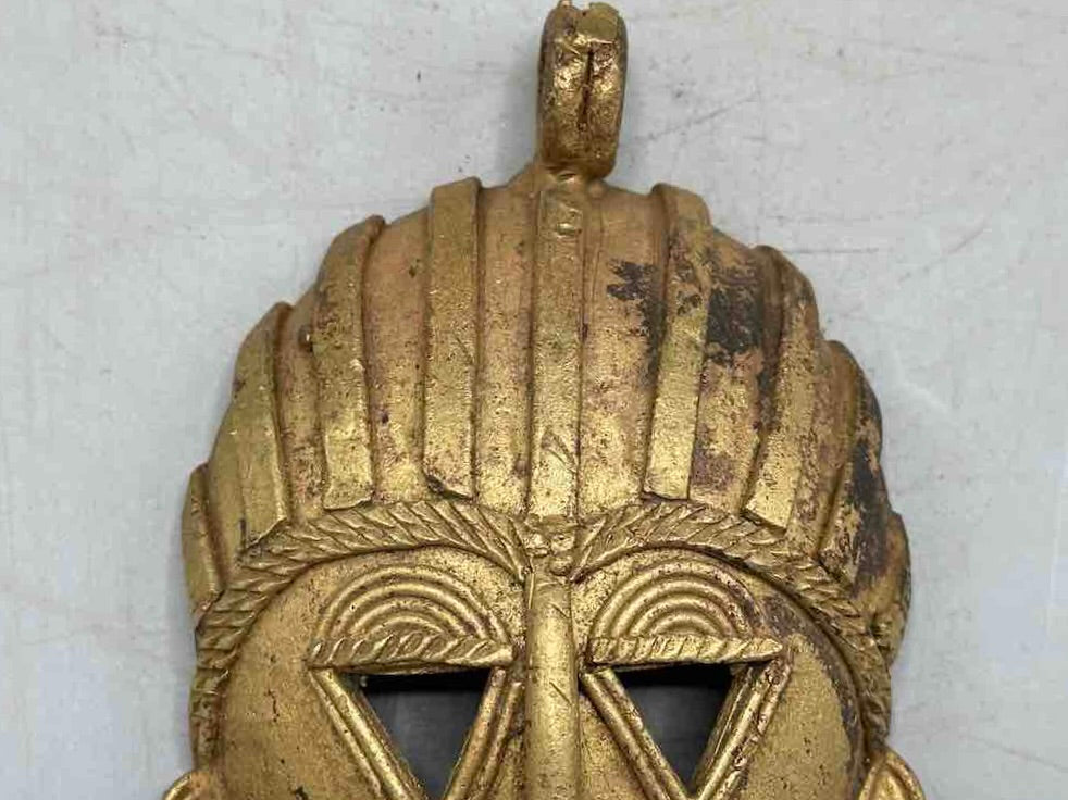 Contemporary XL African Brass Mask Pendant - Ghana