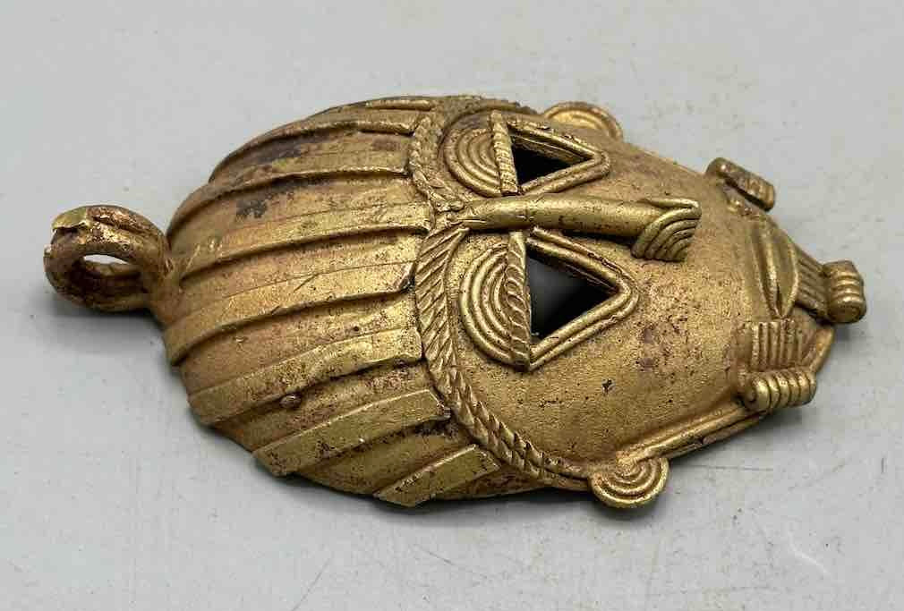 Contemporary XL African Brass Mask Pendant - Ghana