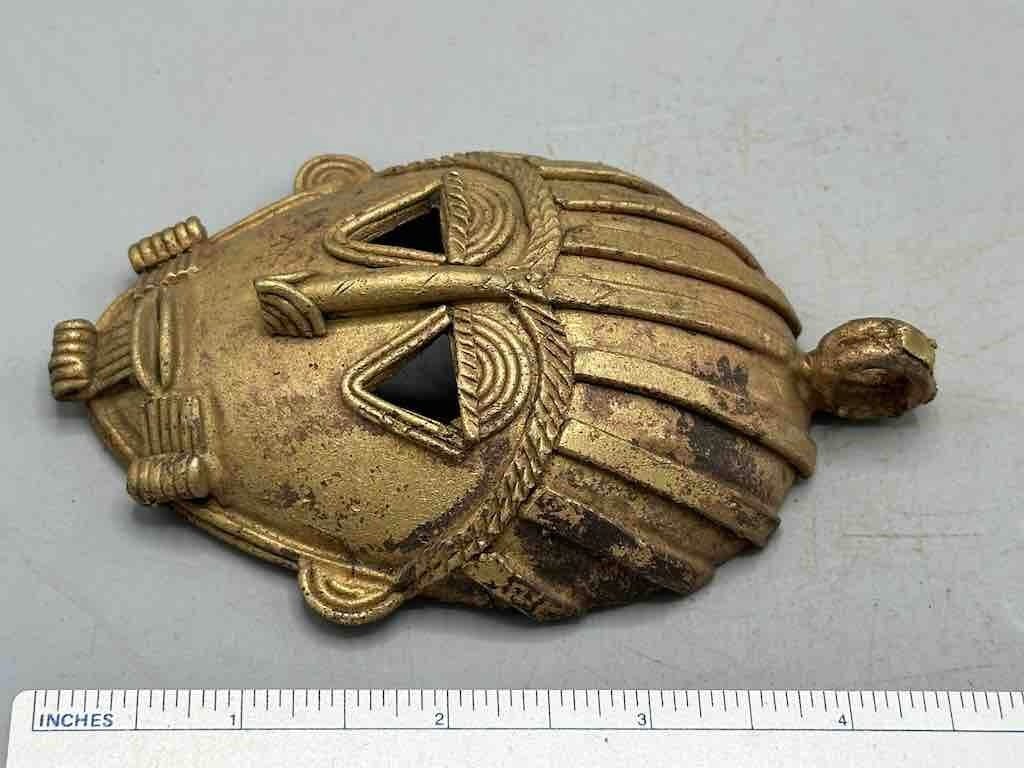 Contemporary XL African Brass Mask Pendant - Ghana