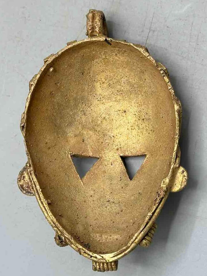 Contemporary XL African Brass Mask Pendant - Ghana