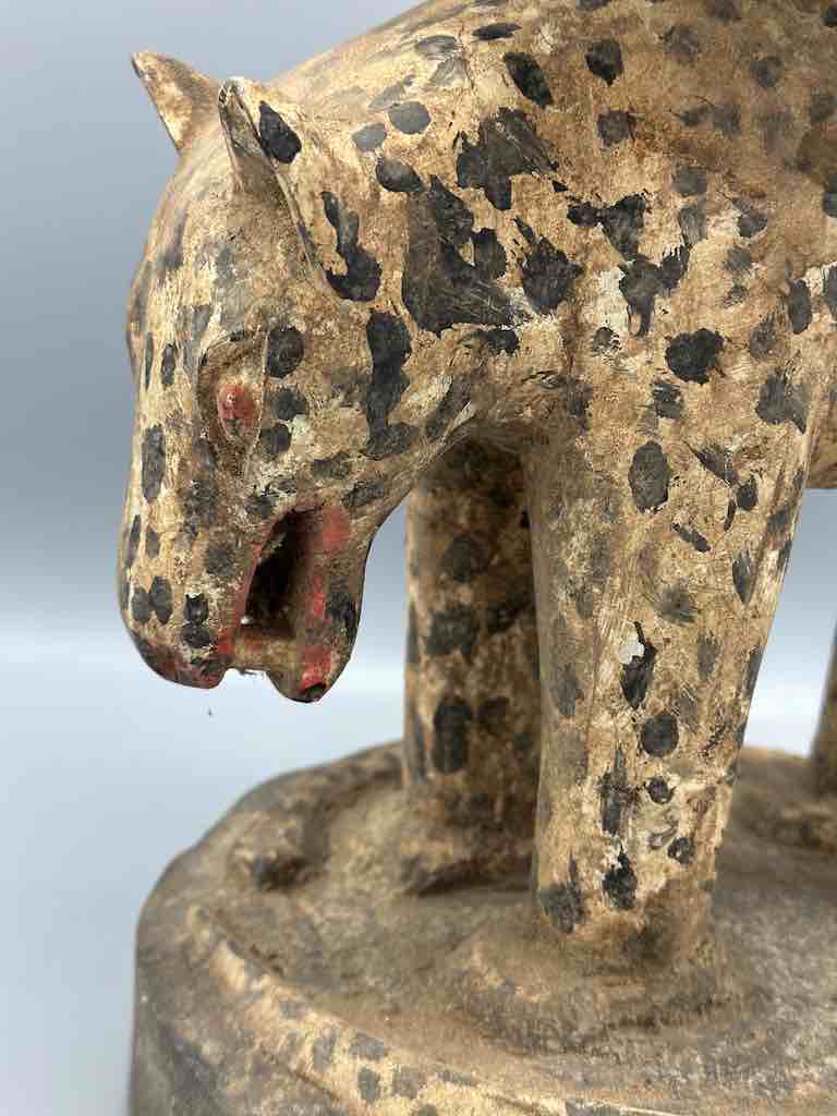 Vintage Baule Leopard Stool - Ivory Coast