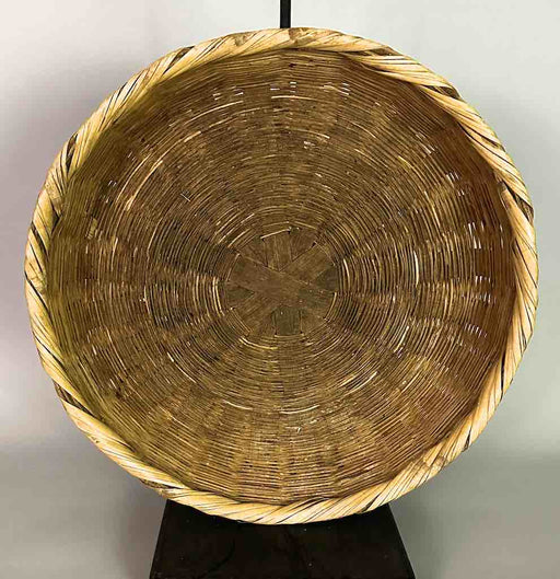 Vintage Large Palm Frond Shallow Market Basket - El Salvador