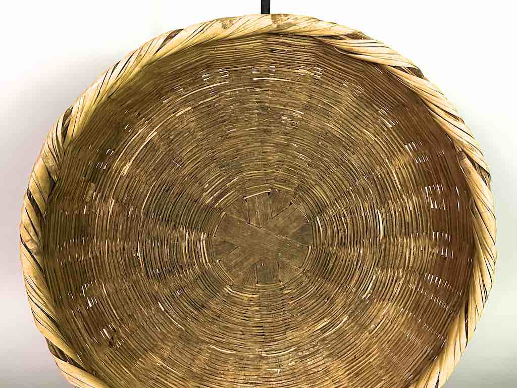 Vintage Large Palm Frond Shallow Market Basket - El Salvador