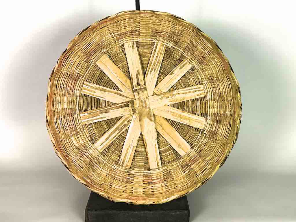 Vintage Large Palm Frond Shallow Market Basket - El Salvador