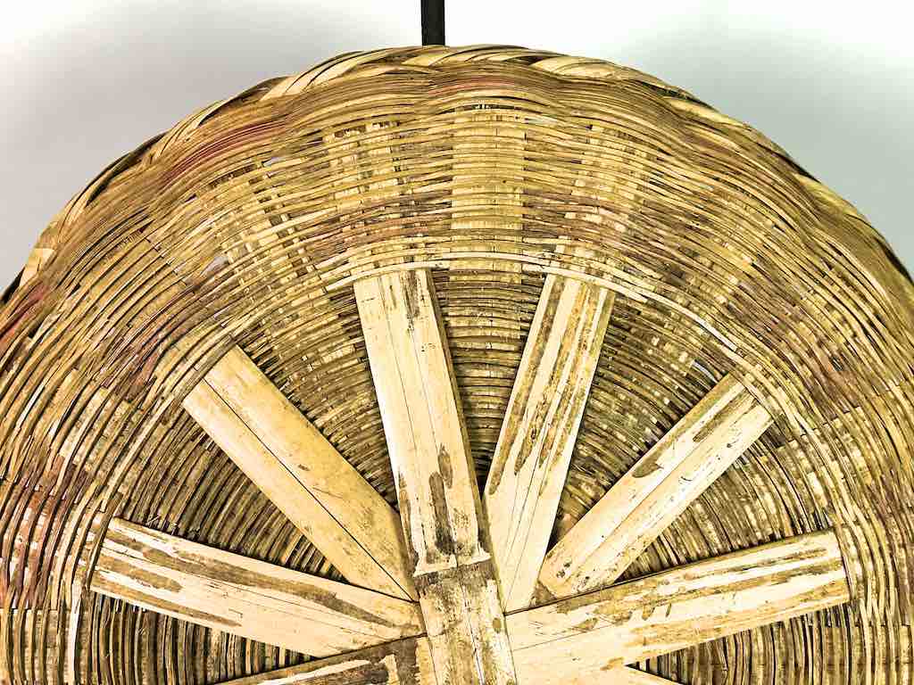 Vintage Large Palm Frond Shallow Market Basket - El Salvador