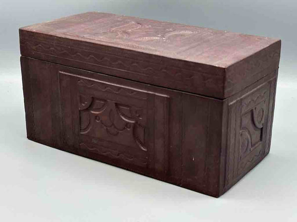 Tooled Leather Wooden Tuareg Box from Niger, Africa